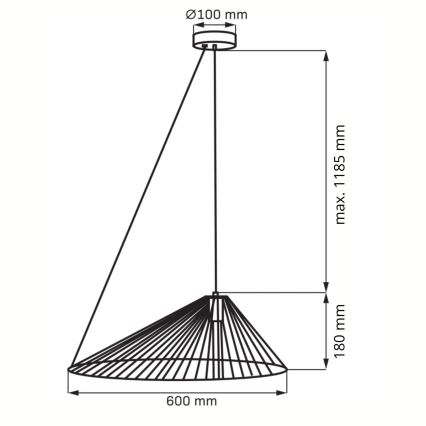 Pakabinamas sietynas AURORA 1xE27/20W/230V diametras 60 cm juoda