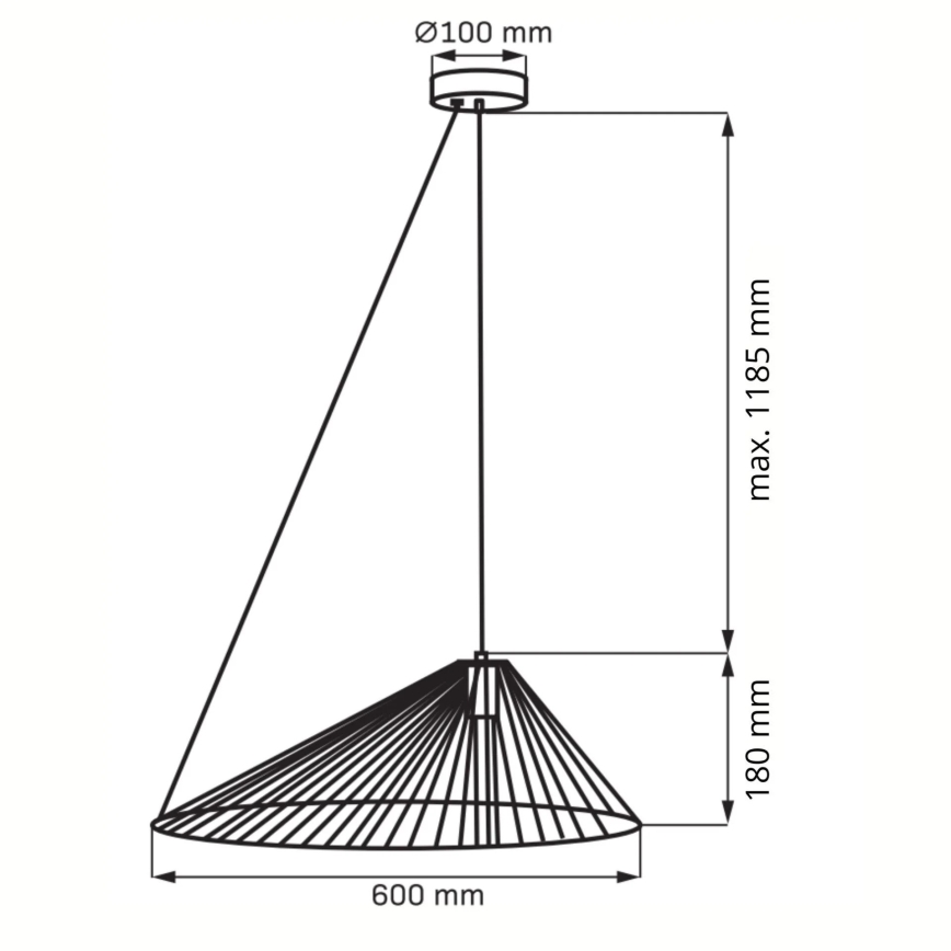 Pakabinamas sietynas AURORA 1xE27/20W/230V diametras 60 cm juoda
