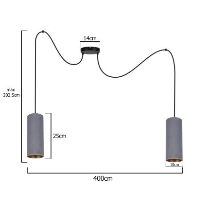 Pakabinamas sietynas AVALO 2xE27/60W/230V voras pilka