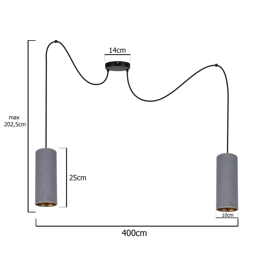 Pakabinamas sietynas AVALO 2xE27/60W/230V voras pilka