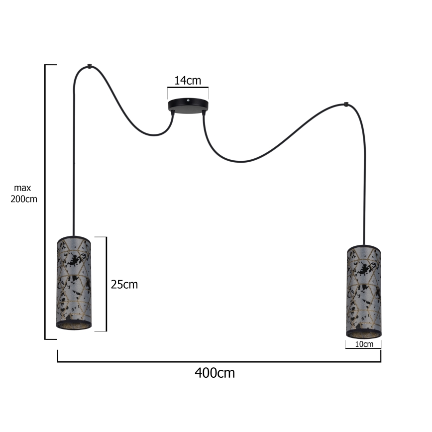 Pakabinamas sietynas AVALO 2xE27/60W/230V voras pilka/juoda