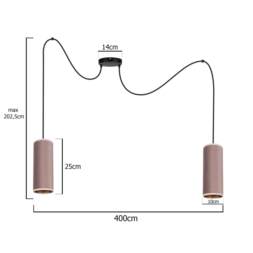 Pakabinamas sietynas AVALO 2xE27/60W/230V voras rausva/varis