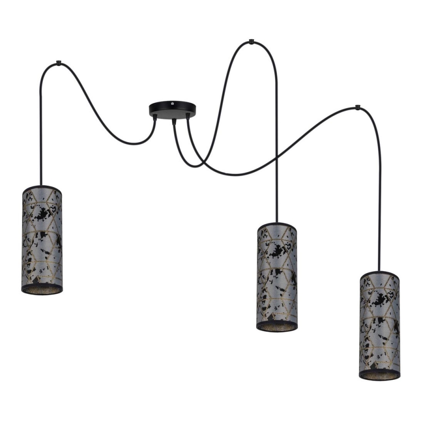 Pakabinamas sietynas AVALO 3xE27/60W/230V voras pilka/juoda