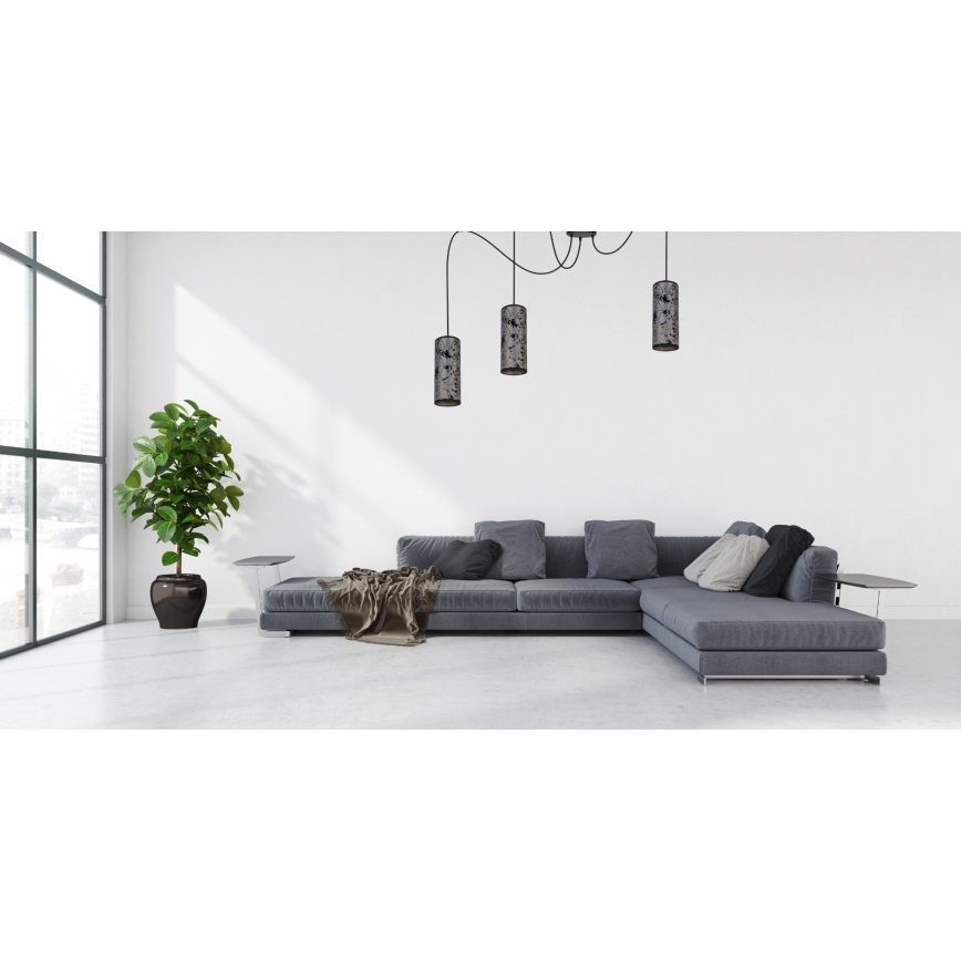 Pakabinamas sietynas AVALO 3xE27/60W/230V voras pilka/juoda