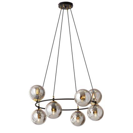 Pakabinamas sietynas AZURA 8xE14/10W/230V juoda/pilka