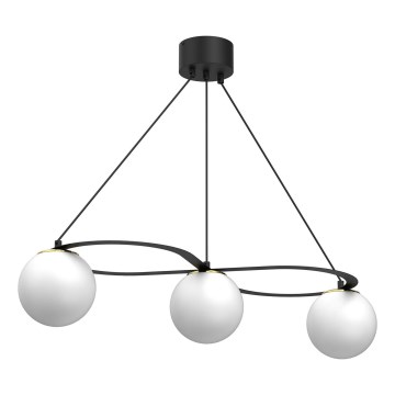 Pakabinamas sietynas BALLO 3xE27/15W/230V juoda/balta