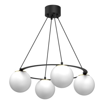 Pakabinamas sietynas BALLO 4xE27/15W/230V juoda/balta