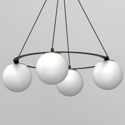 Pakabinamas sietynas BALLO 4xE27/15W/230V juoda/balta
