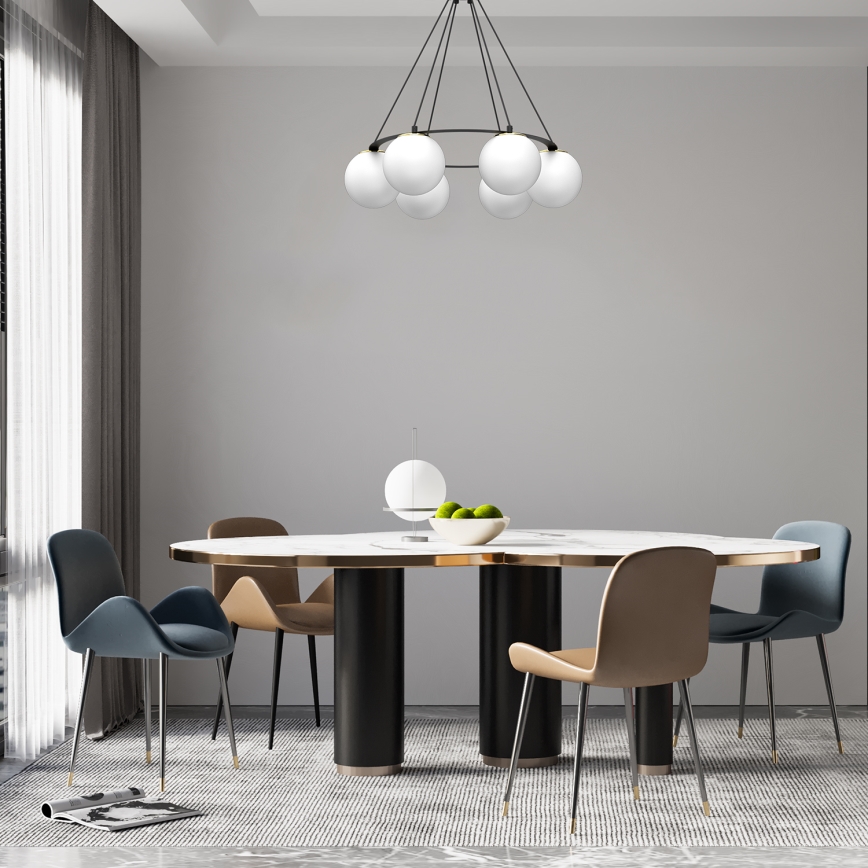 Pakabinamas sietynas BALLO 6xE27/15W/230V juoda/balta