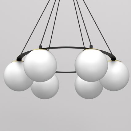 Pakabinamas sietynas BALLO 6xE27/15W/230V juoda/balta