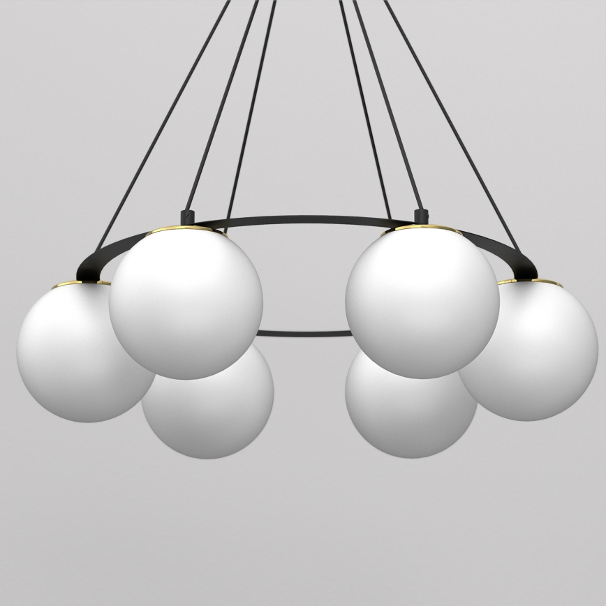 Pakabinamas sietynas BALLO 6xE27/15W/230V juoda/balta