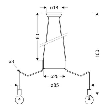 Pakabinamas sietynas BASSO 8xE27/40W/230V baltas