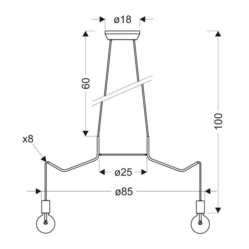 Pakabinamas sietynas BASSO 8xE27/40W/230V baltas