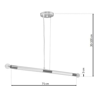 Pakabinamas sietynas BASTONE WHITE 2xE14/40W/230V baltas / blizgus chromas