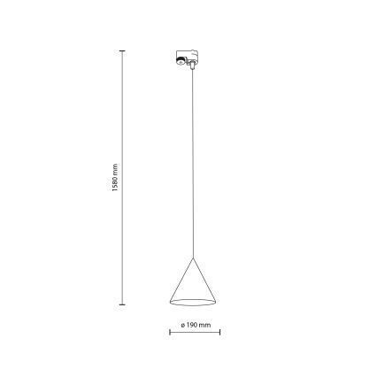 Pakabinamas sietynas 1-fazės bėgių sistemai CONO 1xE27/15W/230V juoda/pilka