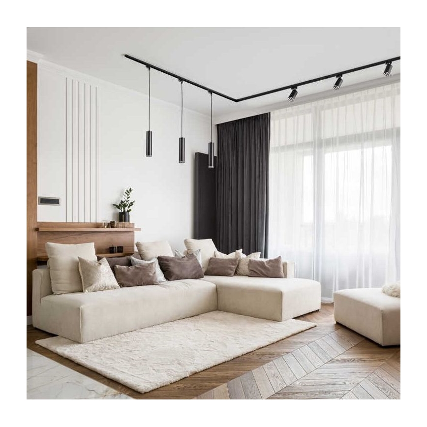Pakabinamas sietynas bėgių sistemai PARYŽIUS 1xGU10/10W/230V juoda