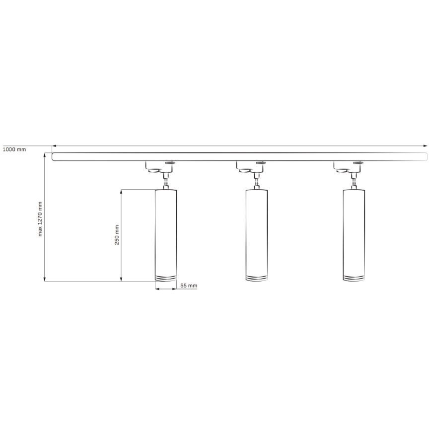 Pakabinamas sietynas bėgių sistemai PARYŽIUS 3xGU10/10W/230V + 1 m bėgis sistema balta