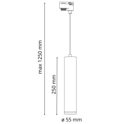 Pakabinamas sietynas bėgių sistemai PARYŽIUS 3xGU10/10W/230V + 1 m bėgis sistema juoda