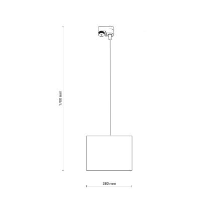 Pakabinamas sietynas 1-fazės bėgių sistemai TRACER 1xE27/15W/230V diametras 38 cm juoda