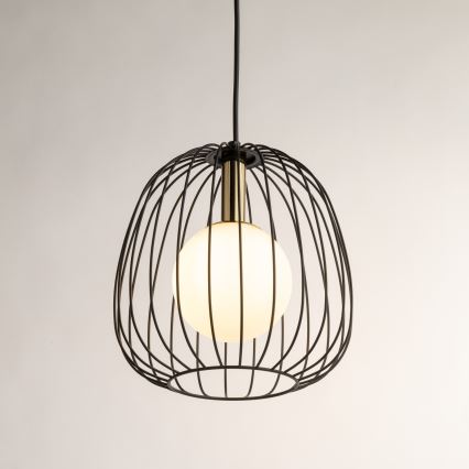 Pakabinamas sietynas BELL 1xG9/12W/230V diametras 24 cm juoda/auksas