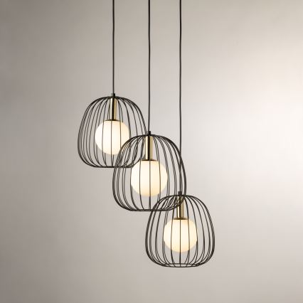 Pakabinamas sietynas BELL 3xG9/12W/230V juoda/auksas