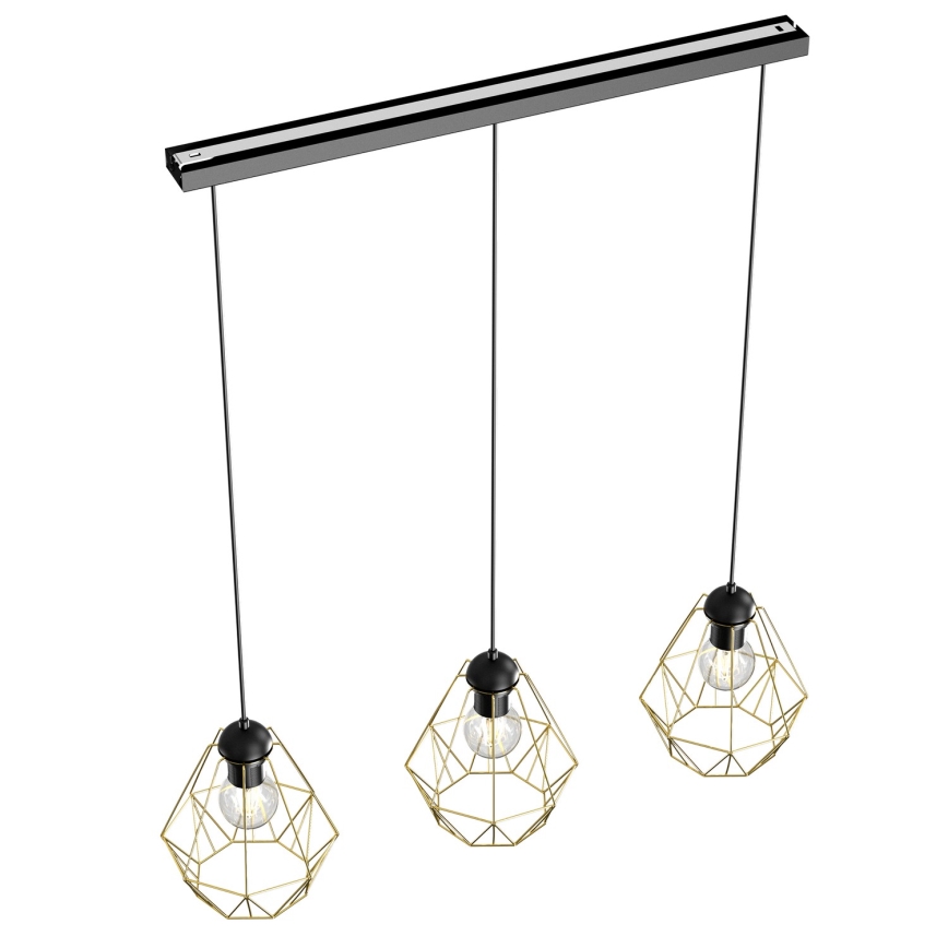 Pakabinamas sietynas BERGEN 3xE27/60W/230V juoda/auksinė