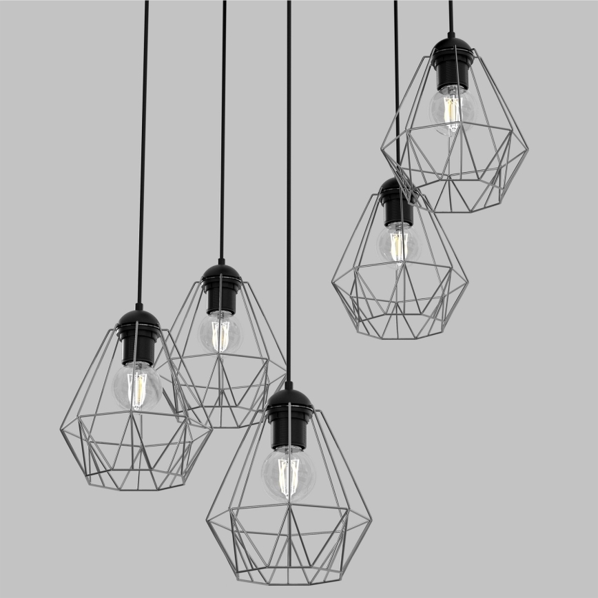 Pakabinamas sietynas BERGEN 5xE27/60W/230V juodas/blizgus chromas