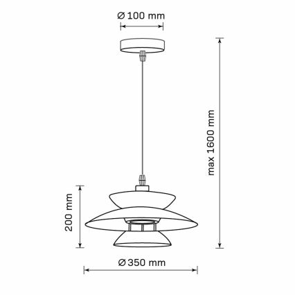 Pakabinamas sietynas BERIT 1xE27/20W/230V juoda