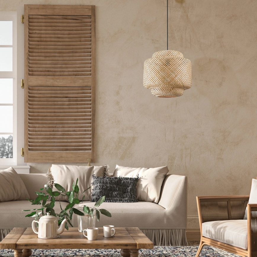 Pakabinamas sietynas BERTA 1xE27/20W/230V diametras 40 cm bambukas