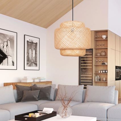 Pakabinamas sietynas BERTA 1xE27/20W/230V diametras 50 cm bambukas