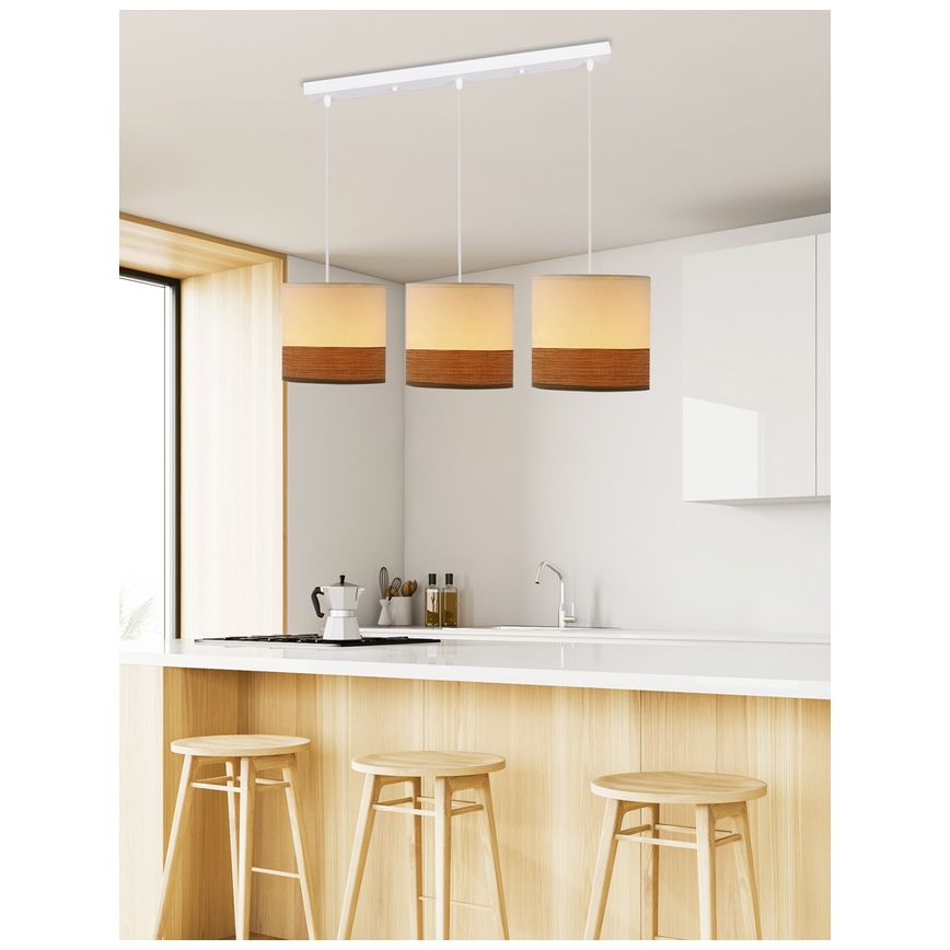 Pakabinamas sietynas BIANCO 3xE27/40W/230V balta/ruda