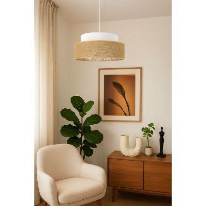 Pakabinamas sietynas BOHO 1xE27/60W/230V balta/smėlio spalva