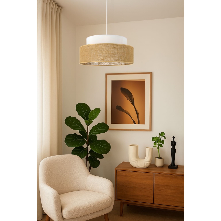 Pakabinamas sietynas BOHO 1xE27/60W/230V balta/smėlio spalva