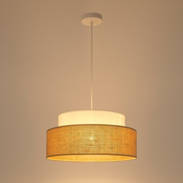 Pakabinamas sietynas BOHO 1xE27/60W/230V diametras 40 cm balta/smėlio spalva