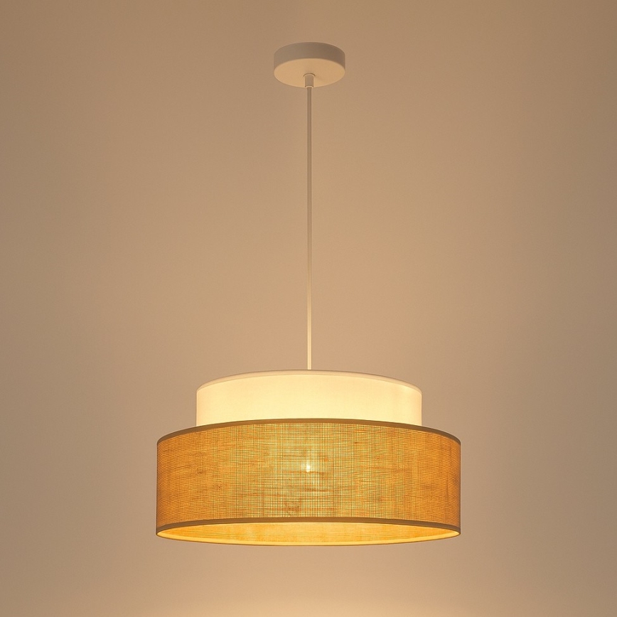 Pakabinamas sietynas BOHO 1xE27/60W/230V diametras 40 cm balta/smėlio spalva