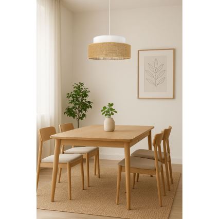 Pakabinamas sietynas BOHO 1xE27/60W/230V diametras 40 cm balta/smėlio spalva