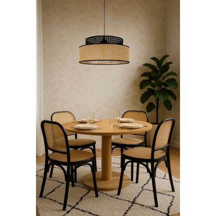 Pakabinamas sietynas BOHO 1xE27/60W/230V diametras 40 cm juoda/rotangas