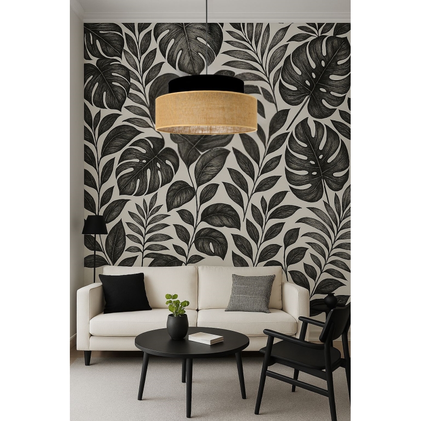 Pakabinamas sietynas BOHO 1xE27/60W/230V diametras 40 cm juoda/smėlio spalva