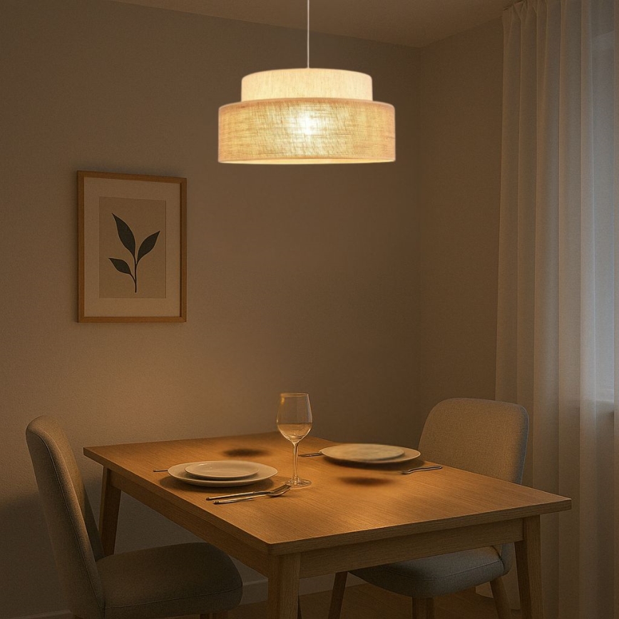 Pakabinamas sietynas BOHO 1xE27/60W/230V diametras 40 cm kreminė/smėlio spalva
