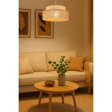 Pakabinamas sietynas BOHO 1xE27/60W/230V diametras 40 cm rotangas
