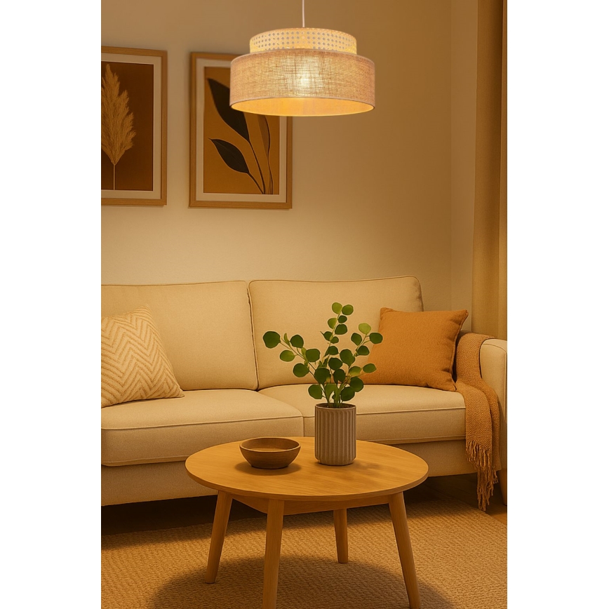 Pakabinamas sietynas BOHO 1xE27/60W/230V diametras 40 cm rotangas
