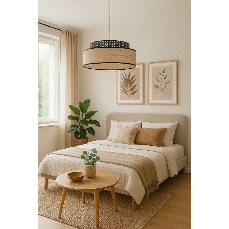 Pakabinamas sietynas BOHO 1xE27/60W/230V juoda/rotangas