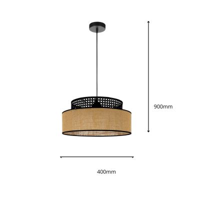 Pakabinamas sietynas BOHO 1xE27/60W/230V juoda/rotangas