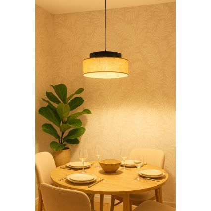 Pakabinamas sietynas BOHO 1xE27/60W/230V juoda/smėlio spalva