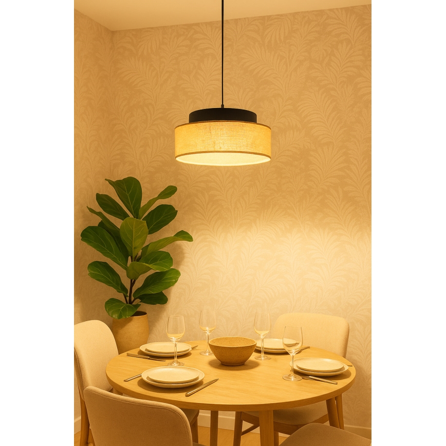 Pakabinamas sietynas BOHO 1xE27/60W/230V juoda/smėlio spalva