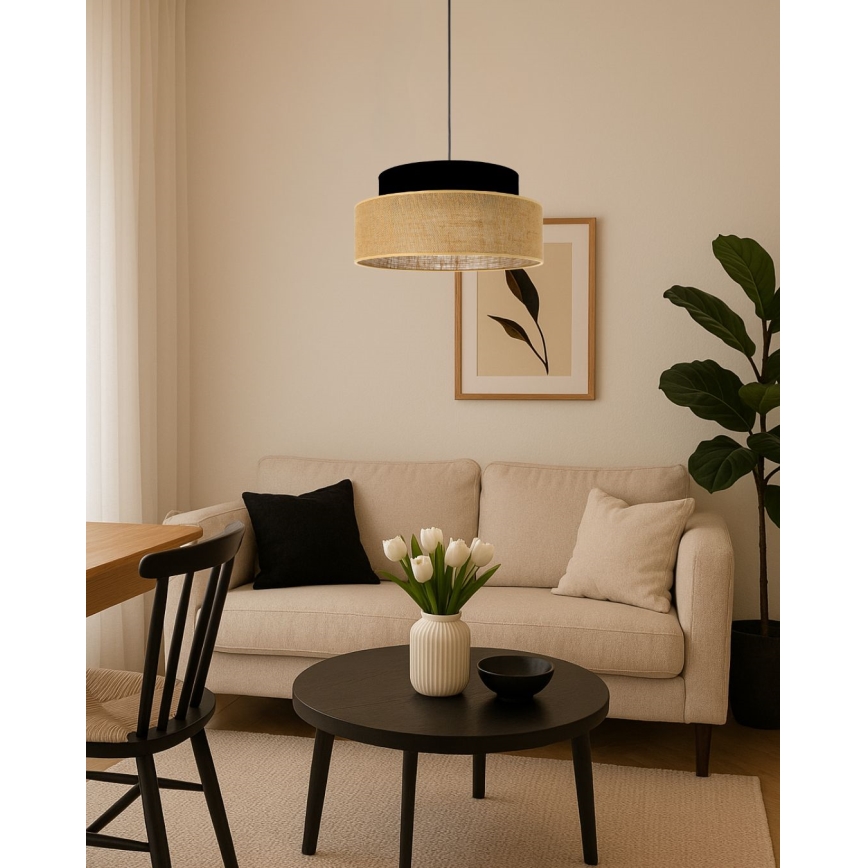 Pakabinamas sietynas BOHO 1xE27/60W/230V juoda/smėlio spalva