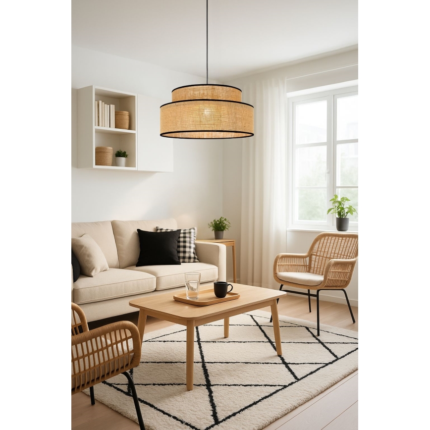 Pakabinamas sietynas BOHO 1xE27/60W/230V smėlio spalva