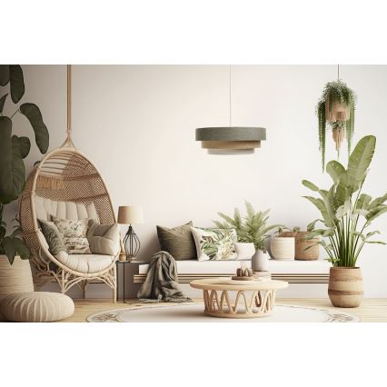 Pakabinamas sietynas BOHO TRINITI 1xE27/60W/230V pilka/smėlio spalva/kreminė