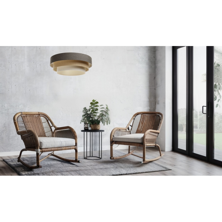 Pakabinamas sietynas BOHO TRINITI 1xE27/60W/230V pilka/smėlio spalva/kreminė