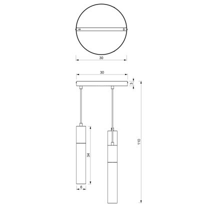 Pakabinamas sietynas CASSA 3xGU10/60W/230V apvalus juodas